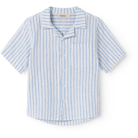 MarMar Cotton Linen Surf Blue Stripe Tage Skjorta