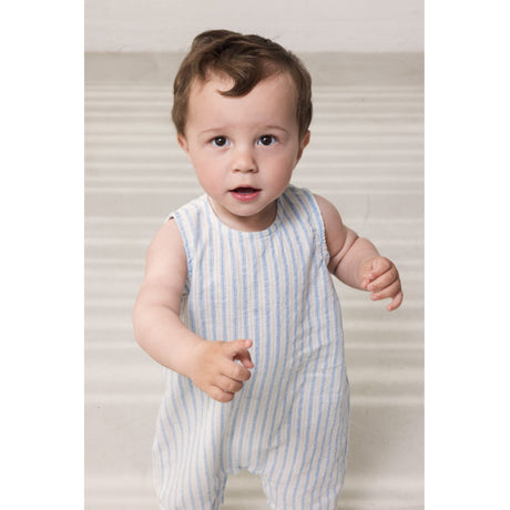 MarMar Cotton Linen Surf Blue Stripe Roventa S Romper