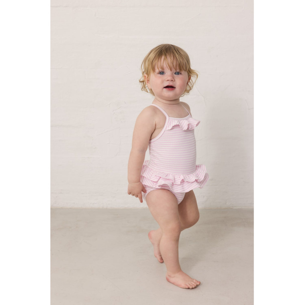 MarMar Seersucker Swim Pink Stripe Swinnie Bathing Dräkt