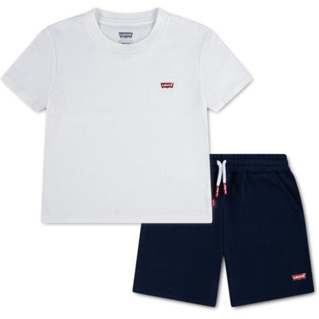 Levi's Bright White Lvb Batwing T-Shirt & Stickad Shorts Sett