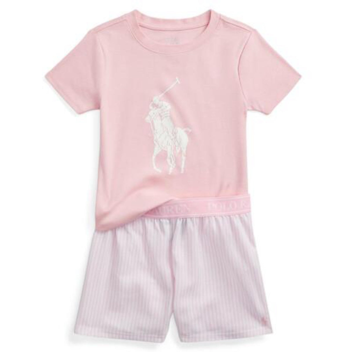 Polo Ralph Lauren White / Carmel Pink Ss T-Shirt & Shorts Sett