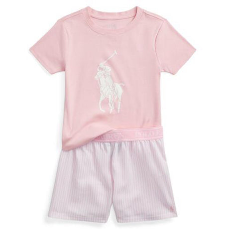 Polo Ralph Lauren White / Carmel Pink Ss T-Shirt & Shorts Sett
