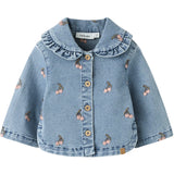 Lil'Atelier Medium Blue Denim Cherry Nbfdeva Loose Dnm Emb Jacka 2024-Es Lil