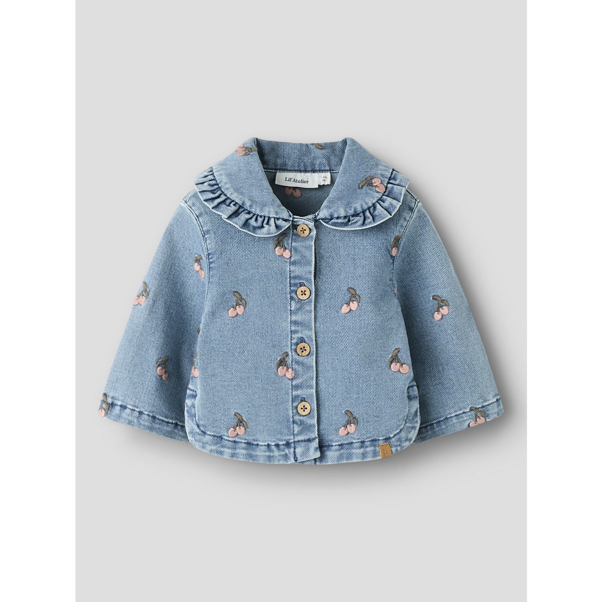 Lil'Atelier Medium Blue Denim Cherry Nbfdeva Loose Dnm Emb Jacka 2024-Es Lil