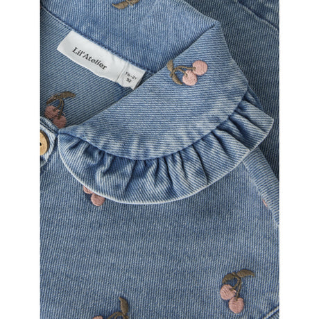 Lil'Atelier Medium Blue Denim Cherry Nmfdeva Loose Dnm Emb Jacka 2024-Es Lil