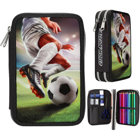 Dino World Action Word Dubbel Pencil Case Football