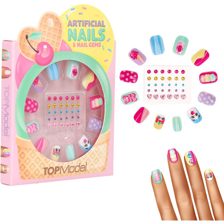 TOPModel Candy Glam Artificial Nails Och Deco Stone Sett