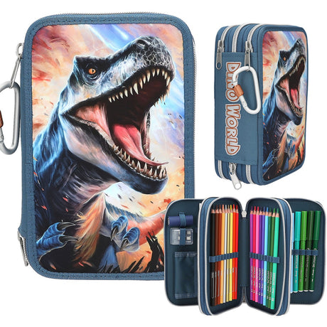 Dino World Triple Pencil Case