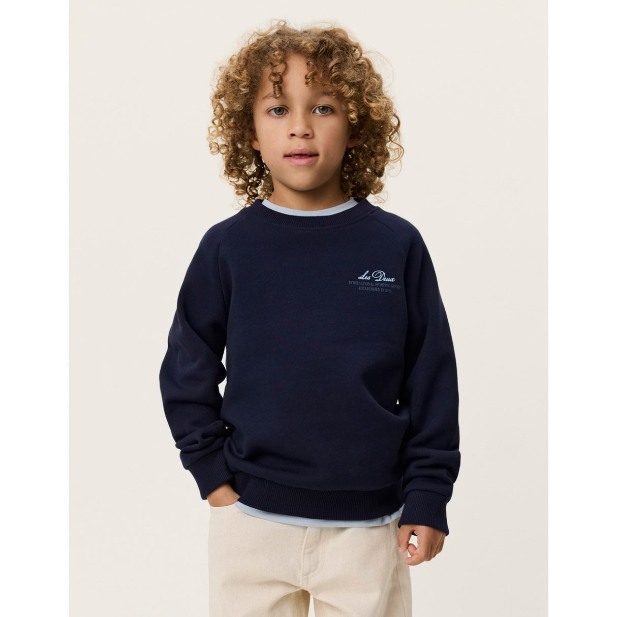 Les Deux Kids Dark Navy Globe Sweatshirt