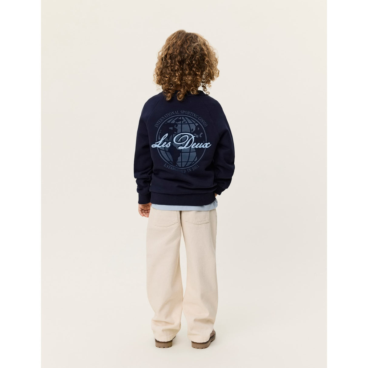 Les Deux Kids Dark Navy Globe Sweatshirt