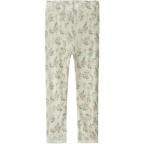 Name It Snow White Flowers + Leafs Nmfwang Ull Needle Leggings Noos