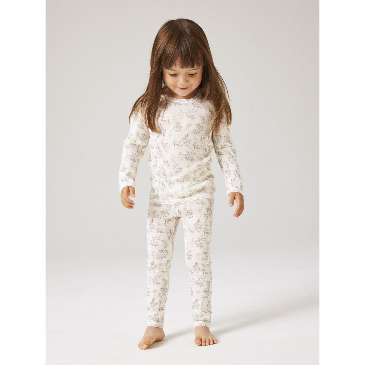 Name It Snow White Flowers + Leafs Nmfwang Ull Needle Leggings Noos