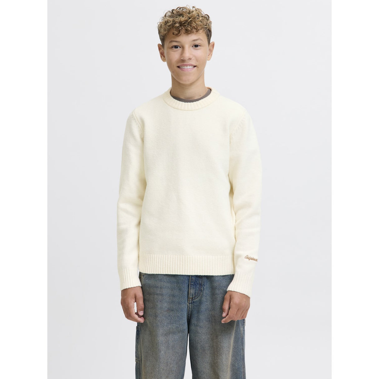 Jack & Jones Junior Sea Salt Jornorrebro Stickad Crew Neck Ln Jnr
