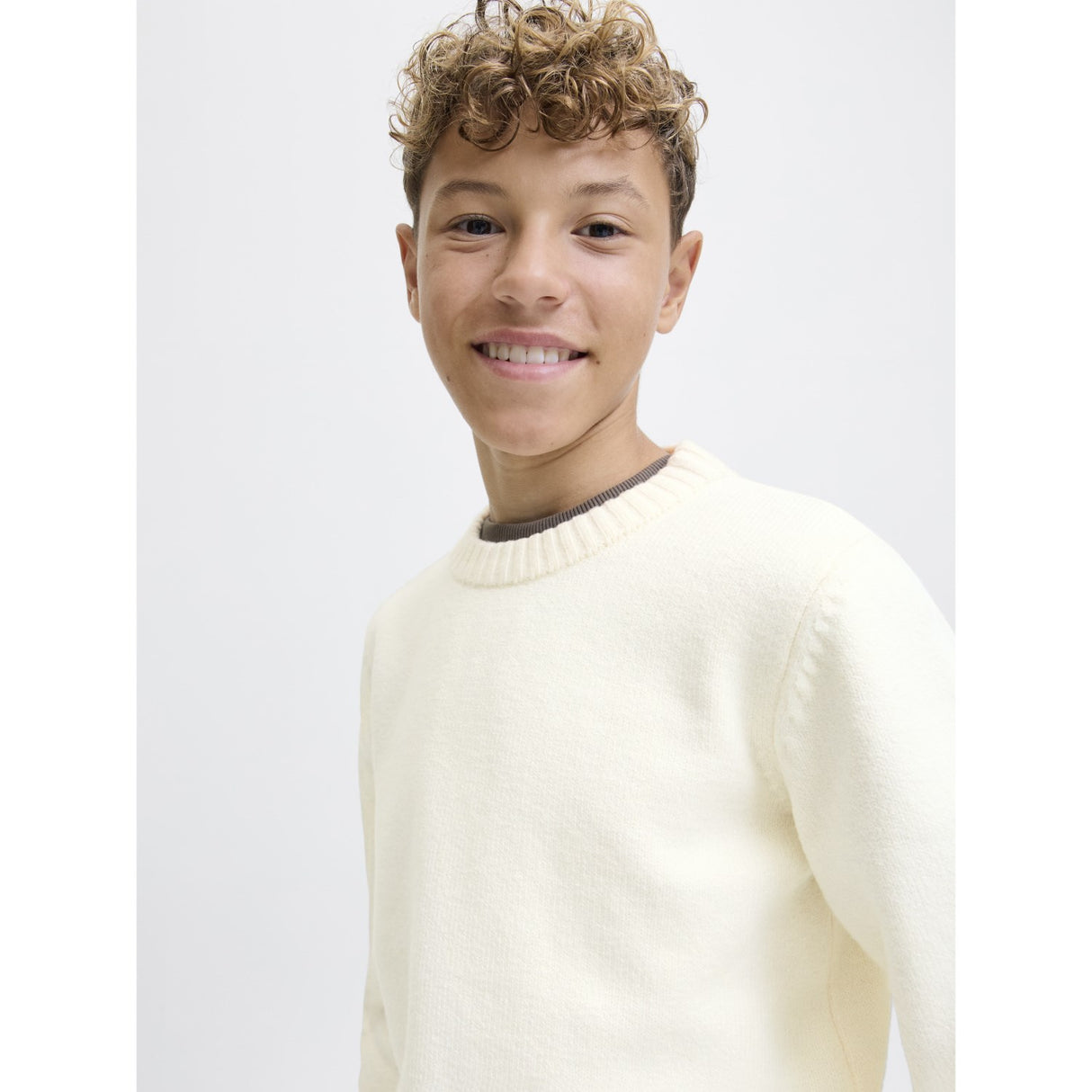 Jack & Jones Junior Sea Salt Jornorrebro Stickad Crew Neck Ln Jnr