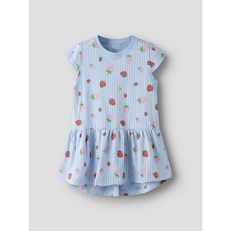 Name It Chambray Blue Striped Strawberry Nmfvigga Capsl Klänning F1 Noos