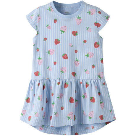 Name It Chambray Blue Striped Strawberry Nmfvigga Capsl Klänning F1 Noos