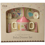 Rice Melamin Baby Dinner Sett In Gift Box - Coral Ocean Print - 4 Pcs