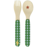 Rice Kids Melamin Sked Och Fork Med Hero Print - Green