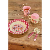 Rice Kids Melamin Sked Och Fork Med Hero Print - Pink