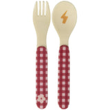 Rice Kids Melamin Sked Och Fork Med Hero Print - Pink