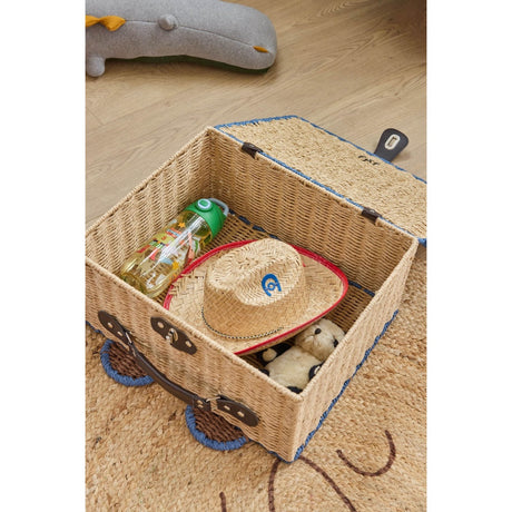 Rice Paper Rope Resväska In Björn Shape Med Blue Details