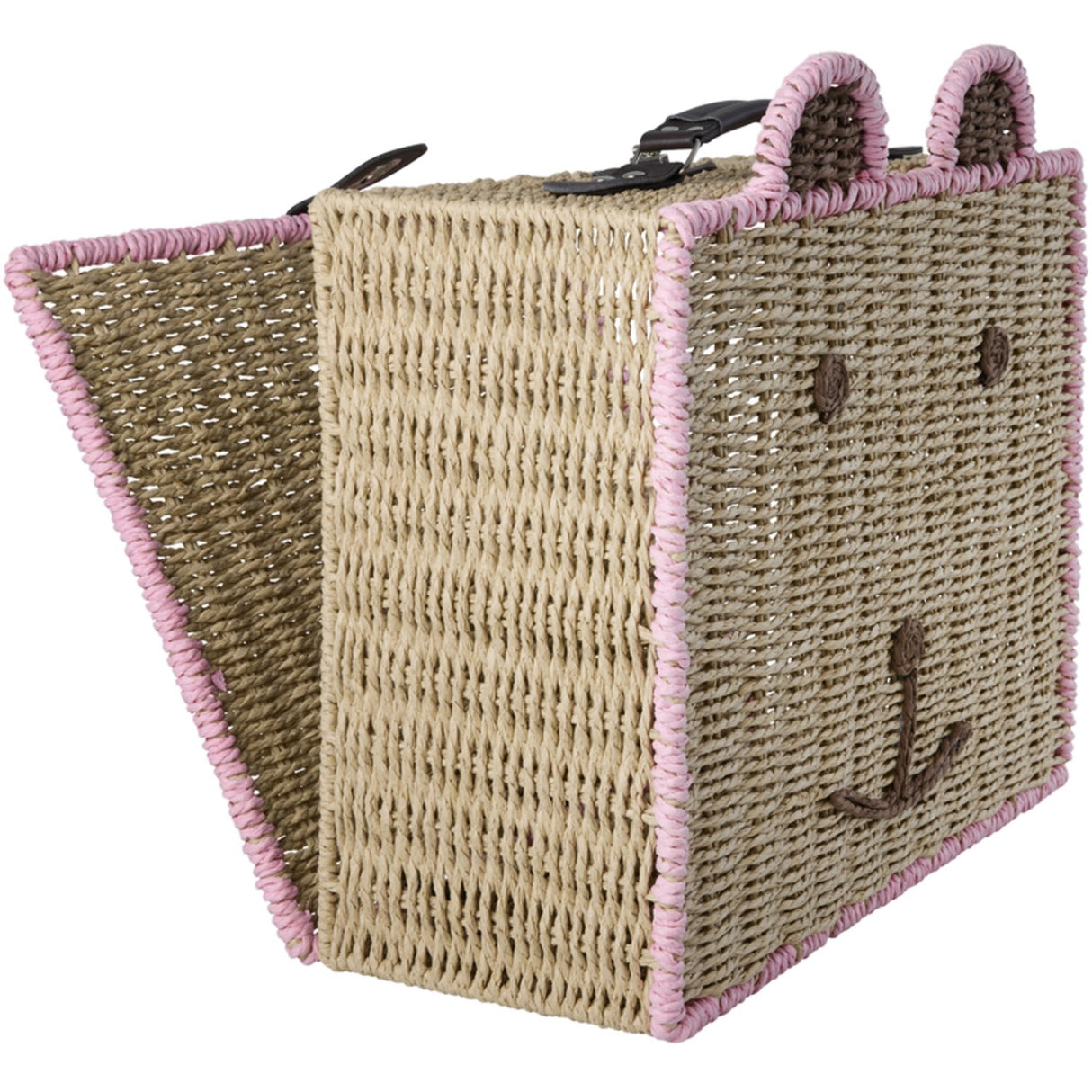 Rice Paper Rope Resväska In Björn Shape Med Pink Details