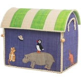Rice Raffia Leksak Baskets Med Animal Theme - Sett Of 3