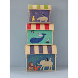 Rice Raffia Leksak Baskets Med Animal Theme - Sett Of 3