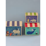 Rice Raffia Leksak Baskets Med Animal Theme - Sett Of 3