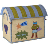 Rice Raffia Leksak Baskets Med Hero Theme - Blue - Sett Of 3