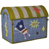 Rice Raffia Leksak Baskets Med Hero Theme - Blue - Sett Of 3