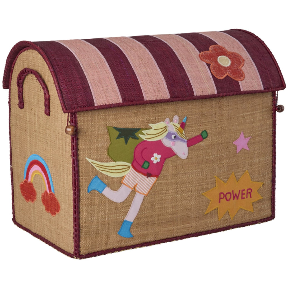 Rice Raffia Leksak Baskets Med Hero Theme - Pink - Sett Of 3