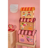 Rice Raffia Leksak Baskets Med Hero Theme - Pink - Sett Of 3