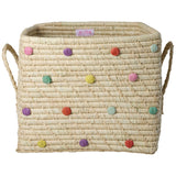 Rice Raffia Square Korg Med Dots In Glory Days Colors