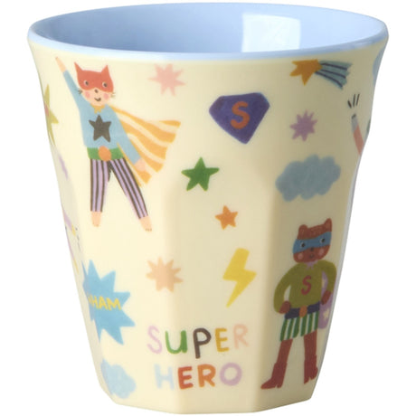 Rice Melamin Kids Kopp Med Hero Print - Small - Soft Blue - 160 Ml