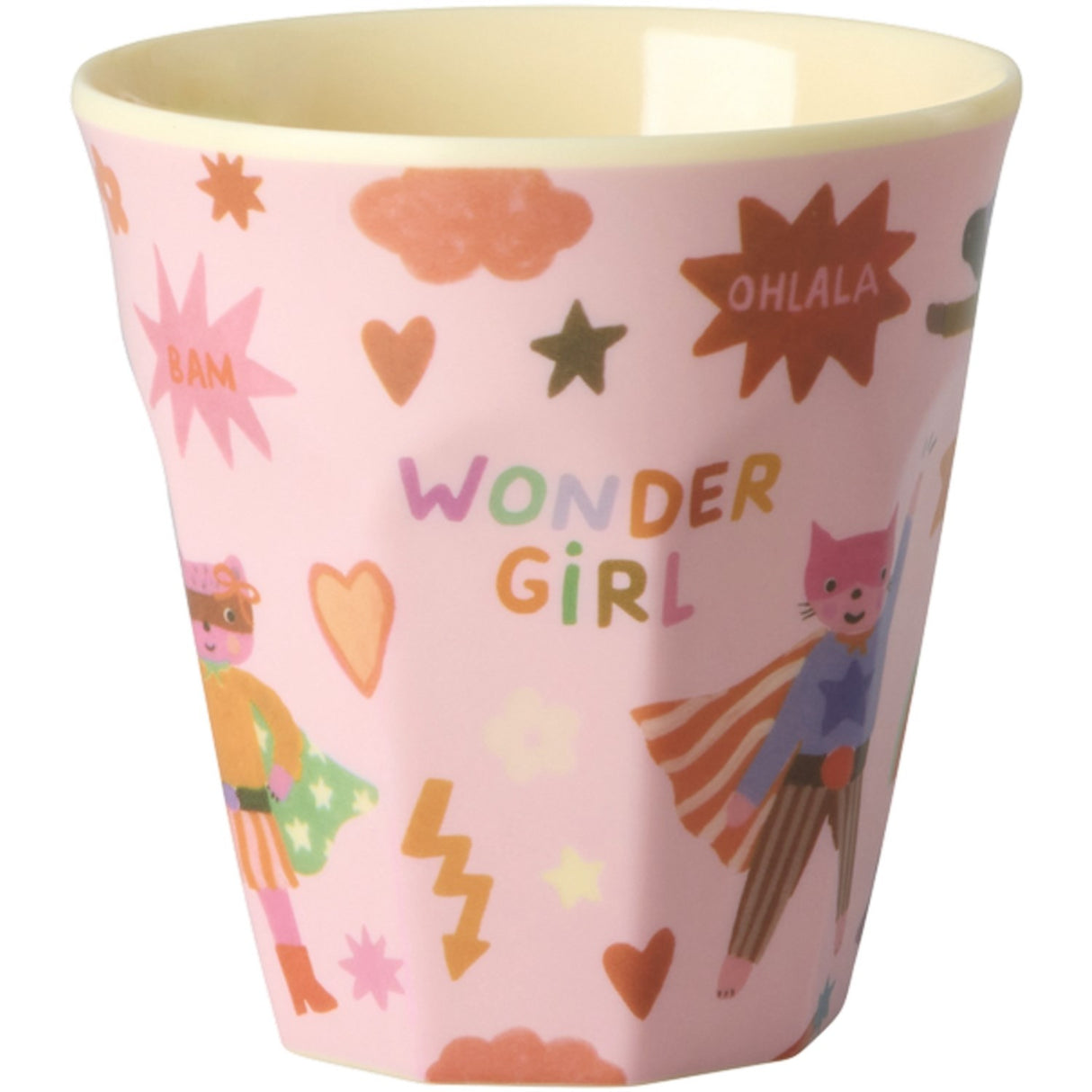 Rice Melamin Kids Kopp Med Hero Print - Small - Pink - 160 Ml