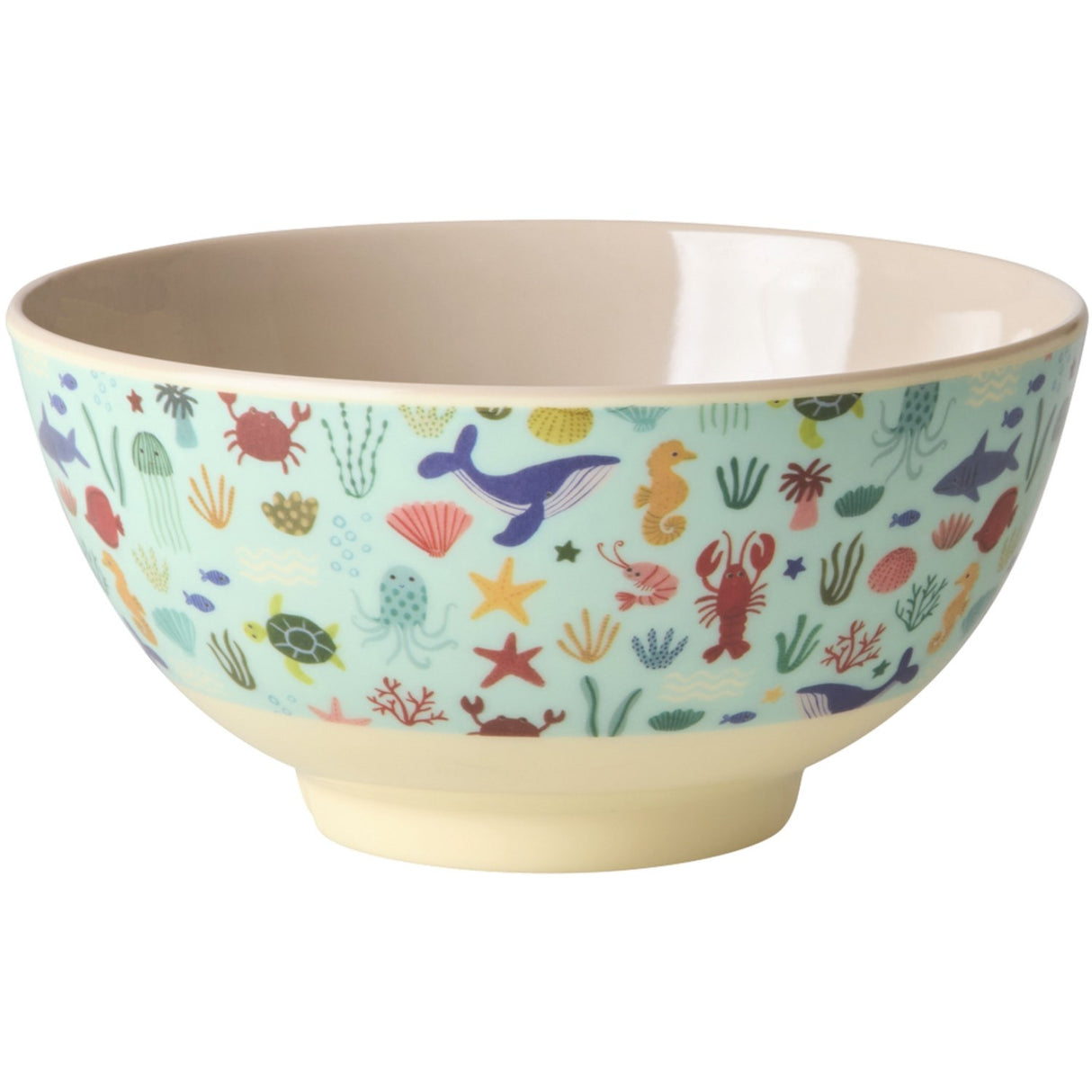 Rice Melamin Skål Med Blue Ocean Print - Medium - 700 Ml