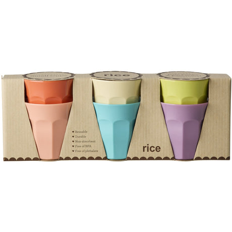 Rice Melamin Cups In Asst. Glory Days Colors - Small - 6 Pack - 160 Ml