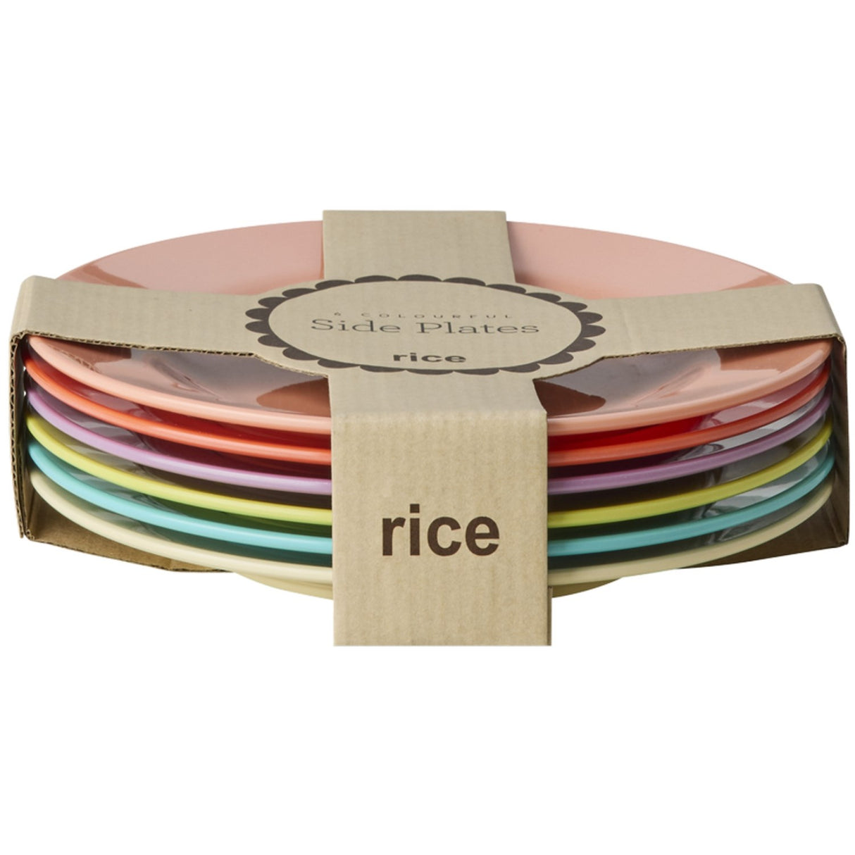 Rice Melamin Round Side Plates In Asst. Glory Days Colors - 6 Pack