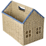 Rice Paper Rope Magazine Holder In House Shape Med Blue Details