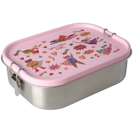 Rice Stainless Steel Lunchbox Med Moveable Divider Och Hero Print - Pink - Large - 1400 Ml