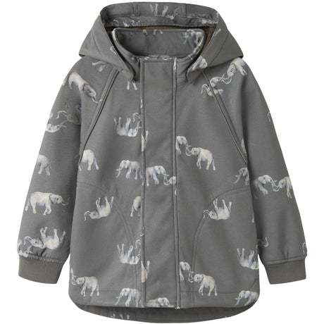 Name It Quiet Shade Elephant Nmmalfa08 Softshell Jacka AOP Fo1