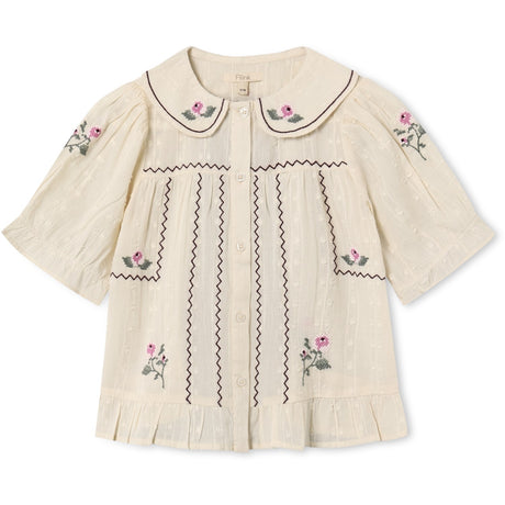 Fliink Sandshell Dobby Ss Rose Embr Blus