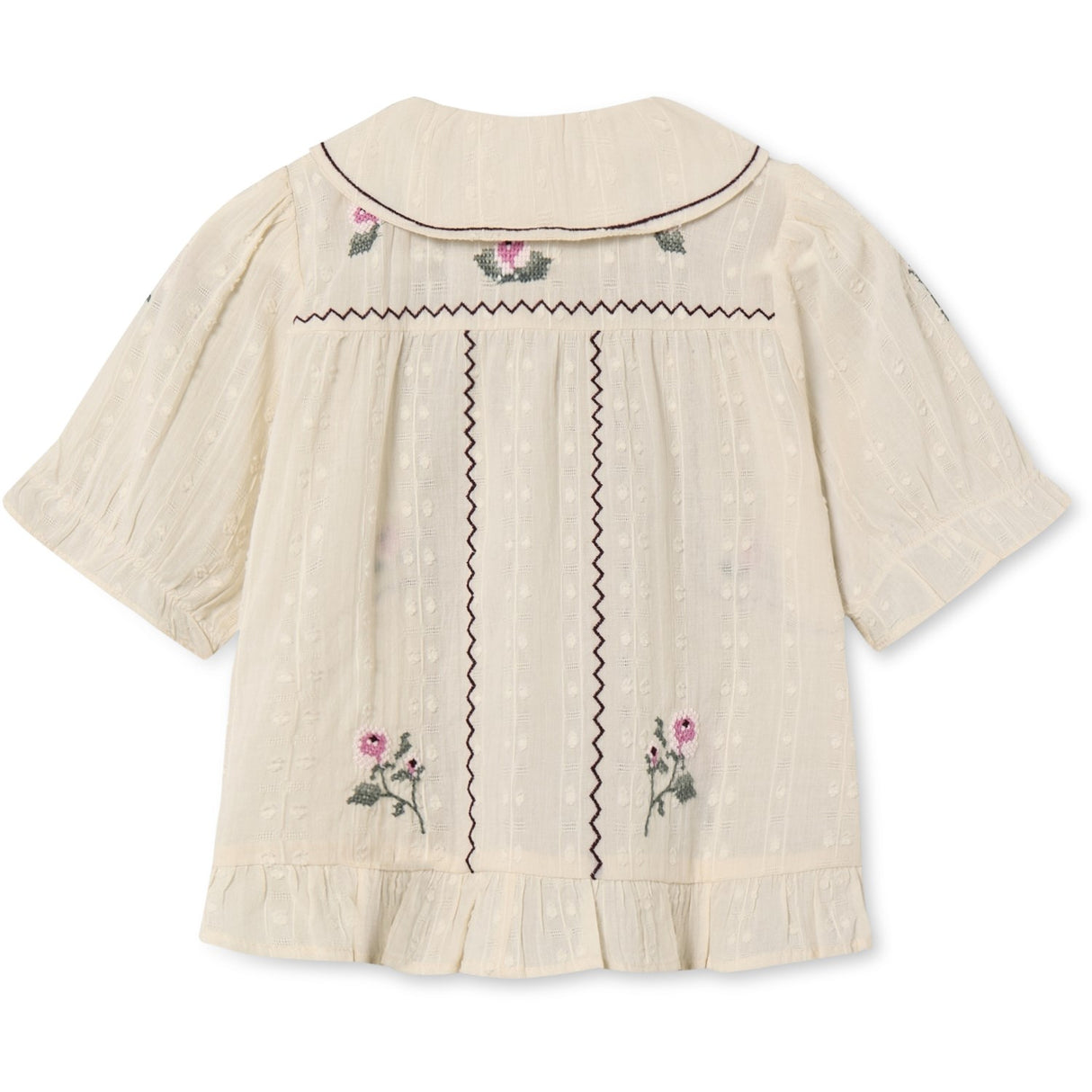 Fliink Sandshell Dobby Ss Rose Embr Blus