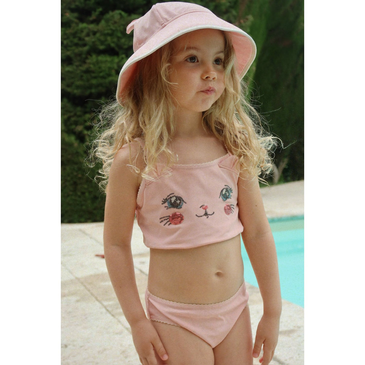 Konges Sløjd Powder Pink Kitty Swim Mössa Grs