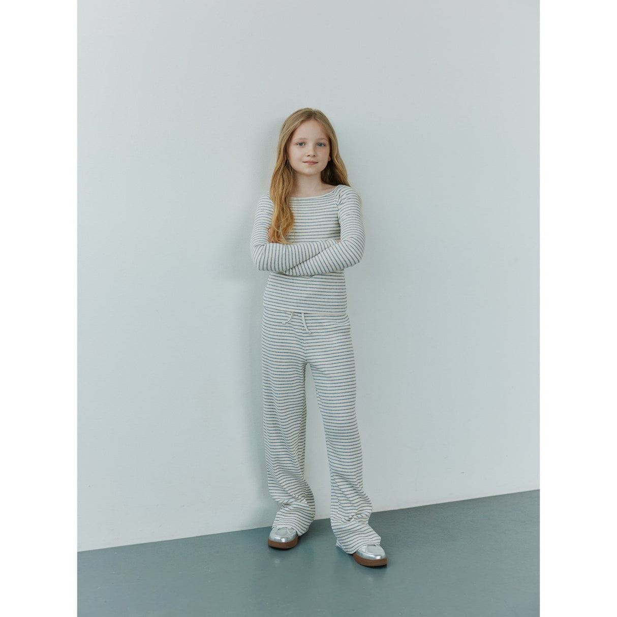 Sofie Schnoor Grey Striped Abigalesy Jersey Byxor