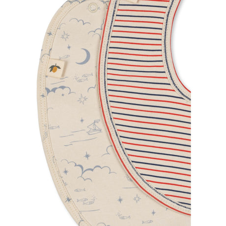 Konges Sløjd Stripe Tricolore Petit/Cielo Marino Basic 2 Pack Haklapp