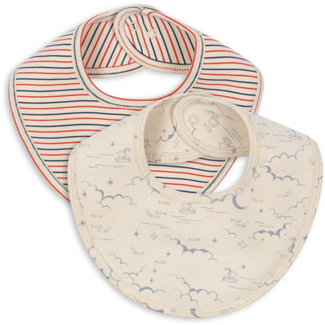 Konges Sløjd Stripe Tricolore Petit/Cielo Marino Basic 2 Pack Haklapp