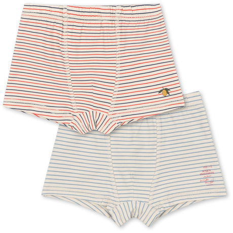 Konges Sløjd Stripe Bluie/Stripe Tricolore Petit Basic 2 Pack Boy Kalsonger Gots