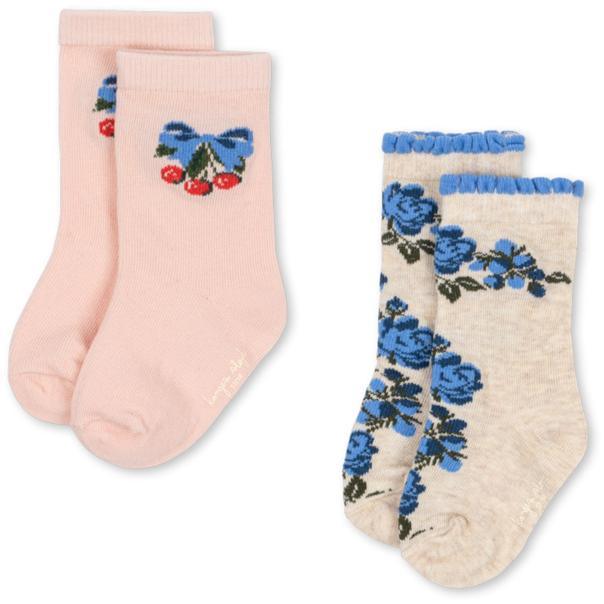 Konges Sløjd Amarena/Tramonto 2 Pack Flower Och Cherry Jacquard Strumpor